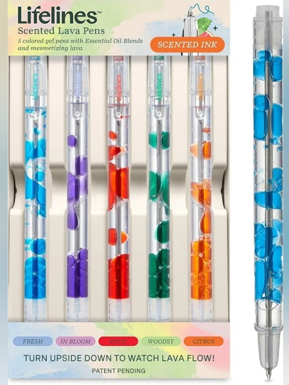 Lifelines Essential Oil Infused Scented Lava Lamp Gel Pen Set, 5-Pack - 0.5mm
